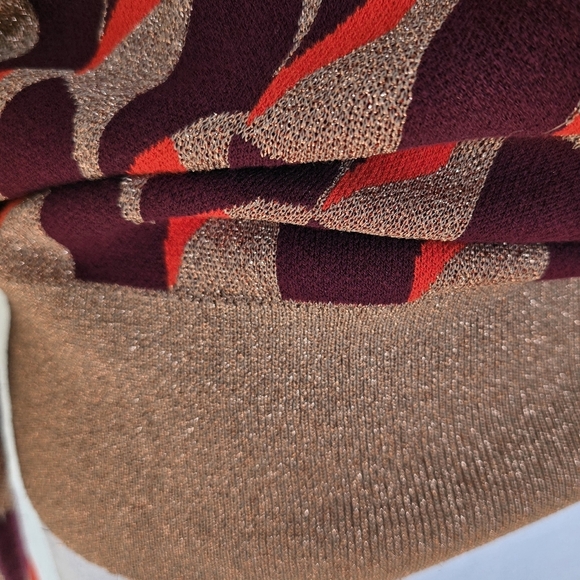 Ann Taylor Sweater Gold Metallic Retro Pull Over Sparkle Size Medium - Picture 4 of 11